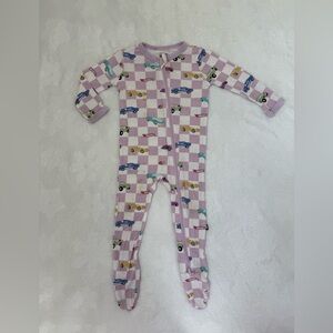 Kyte Baby Hot Wheels 6-12m Kids Lavender Checkered Car-Print One-Piece